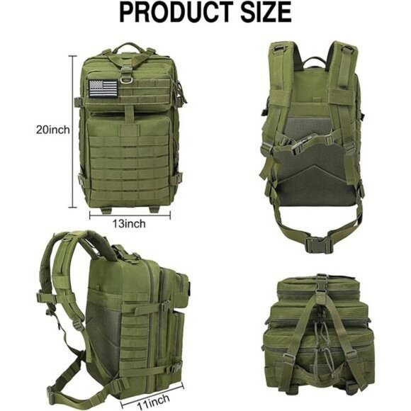 WOLT Tactical Backpack for Men 45L Military Molle Hiking Camping Survival Pack - Picture 2 of 7